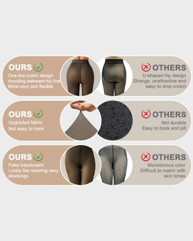 Semi-Transparent Single Seam Fleece Lined Tights