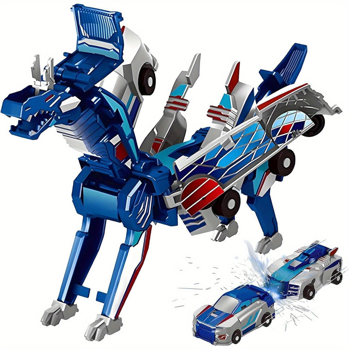 ⛄2-in-1 Transforming Race Car Dinosaur Automatic Transforming Toy