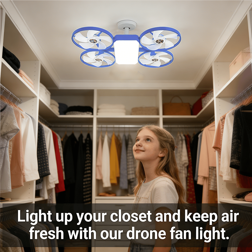 ✨ Drone-Style LED Ceiling Fan Light – Modern Lighting & Airflow in One