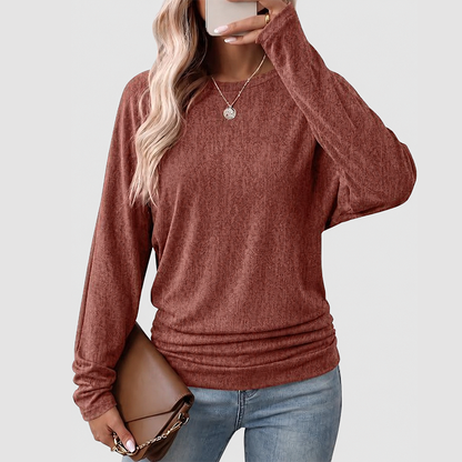 Womens Long Sleeve Shirts Ruched Hem Fall Tops
