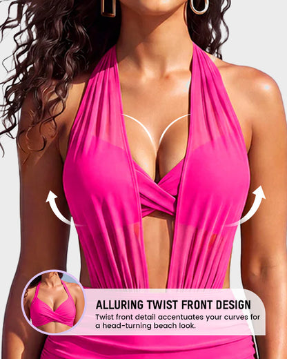 High-Waisted Tummy Control Mesh Bikini Set