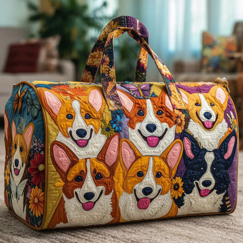 Corgi dog quilted travel bag