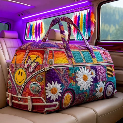 Hippie Van Quilted Duffle Bag