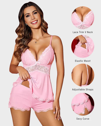 Lace-Trim Modal Cami & Shorts Pajama Set