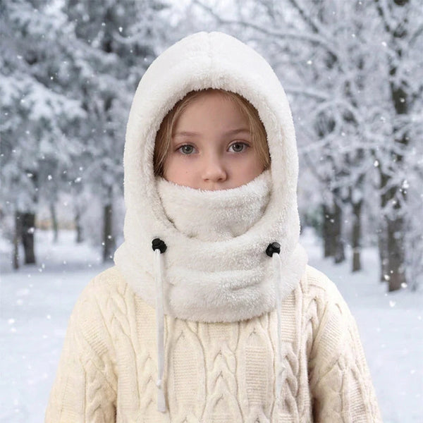 3-in-1 Kids' Winter Hood – Soft Fleece Hat, Face Cover & Neck Warmer❄️🧣