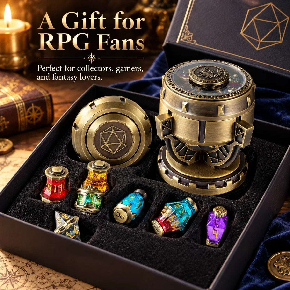 🎲🐉 DND Dice Set Alchemist’s Metallic Elixir Metal Dice Set