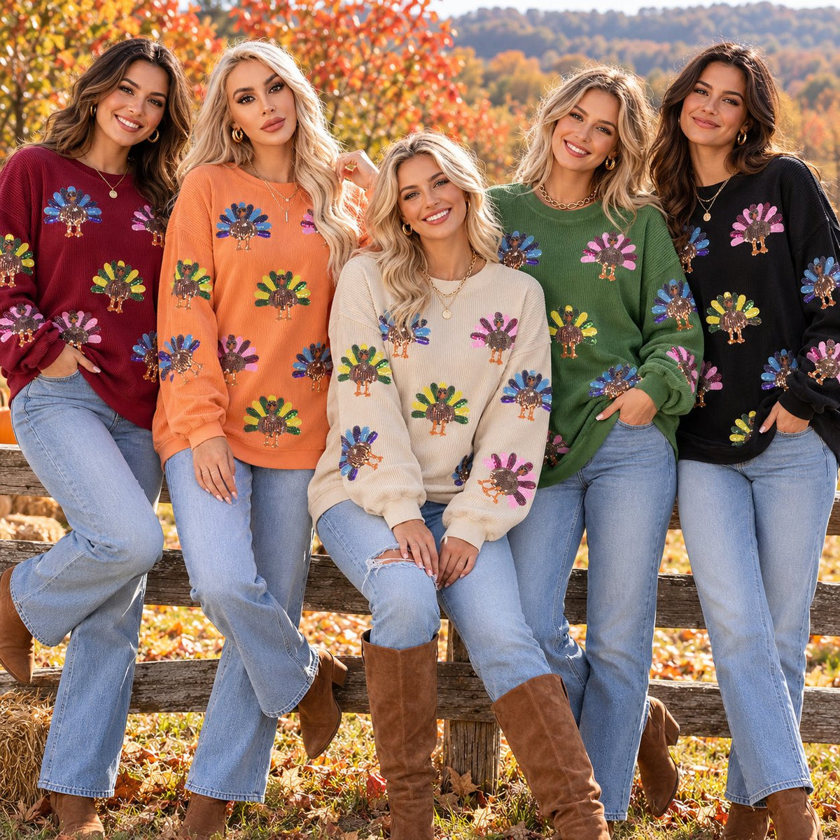 ✨Thanksgiving Sequin Turkey Sweatshirt | Family Holiday Outfit