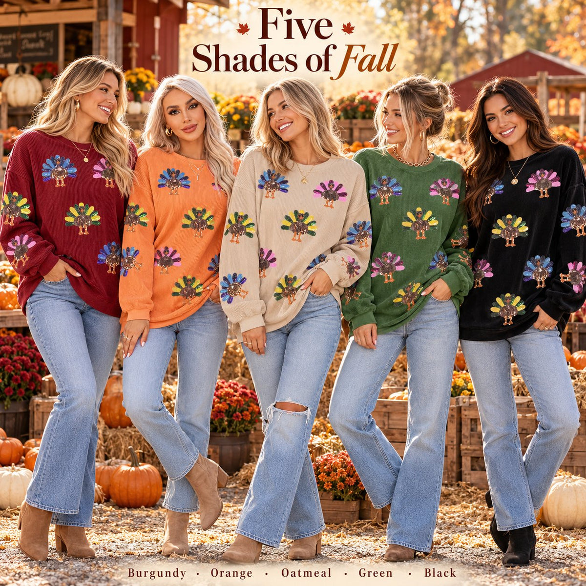 ✨Thanksgiving Sequin Turkey Sweatshirt | Family Holiday Outfit