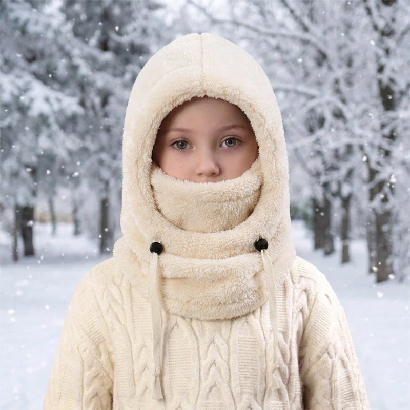 3-in-1 Kids' Winter Hood – Soft Fleece Hat, Face Cover & Neck Warmer❄️🧣