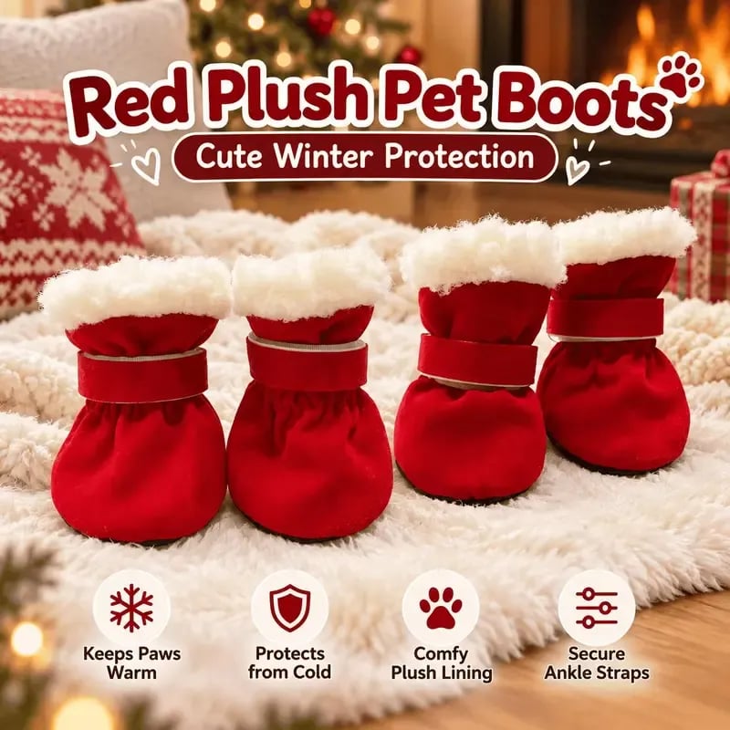 🐾Soft Velvet Puppy Booties, Warm Non-Slip Paw Covers for Small Dogs