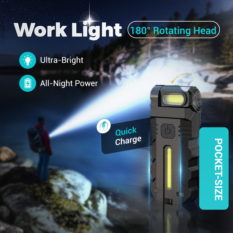 💎 💎 180° Rotating Head LED Work Light – Dual Beam, Magnetic Base & USB-C Rechargeable
